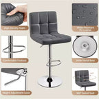 Yaheetech 2pcs Adjustable PU Leather Swivel Stool Armless Chairs with Bigger Base