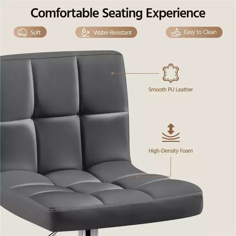 Yaheetech 2pcs Adjustable PU Leather Swivel Stool Armless Chairs with Bigger Base