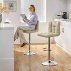 Yaheetech 2pcs Adjustable PU Leather Swivel Stool Armless Chairs with Bigger Base