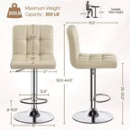 Yaheetech 2pcs Adjustable PU Leather Swivel Stool Armless Chairs with Bigger Base