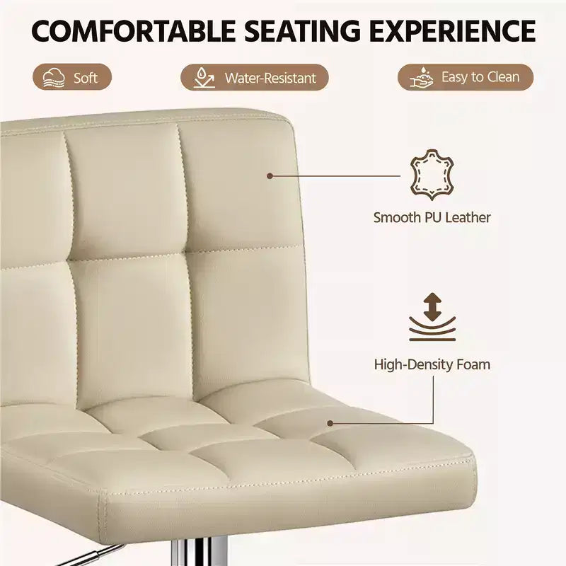 Yaheetech 2pcs Adjustable PU Leather Swivel Stool Armless Chairs with Bigger Base