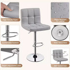 Yaheetech 2pcs Adjustable PU Leather Swivel Stool Armless Chairs with Bigger Base