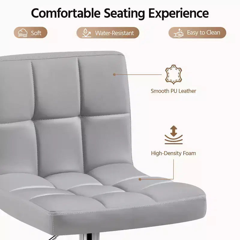 Yaheetech 2pcs Adjustable PU Leather Swivel Stool Armless Chairs with Bigger Base