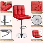 Yaheetech 2pcs Adjustable PU Leather Swivel Stool Armless Chairs with Bigger Base