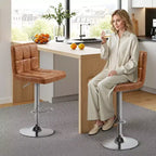 Yaheetech 2pcs Adjustable PU Leather Swivel Stool Armless Chairs with Bigger Base