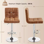 Yaheetech 2pcs Adjustable PU Leather Swivel Stool Armless Chairs with Bigger Base