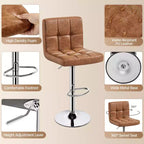 Yaheetech 2pcs Adjustable PU Leather Swivel Stool Armless Chairs with Bigger Base