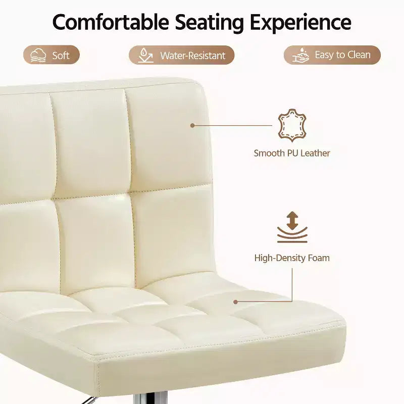 Yaheetech 2pcs Adjustable PU Leather Swivel Stool Armless Chairs with Bigger Base