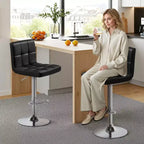 Yaheetech 2pcs Adjustable PU Leather Swivel Stool Armless Chairs with Bigger Base