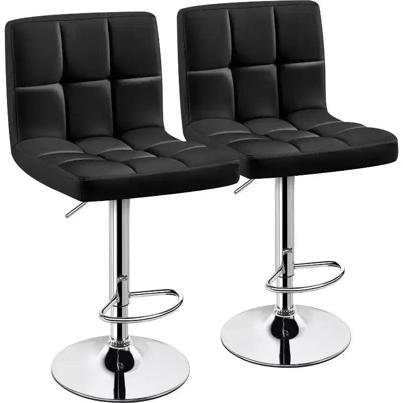 Yaheetech 2 Pezzi Sgabello Girevole Senza Braccioli in Pelle PU Regolabile con Base Più Grande