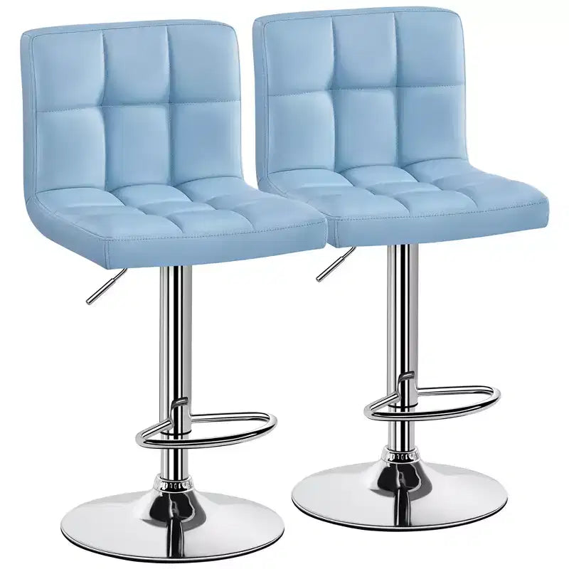 Yaheetech 2 Pezzi Sgabello Girevole Senza Braccioli in Pelle PU Regolabile con Base Più Grande