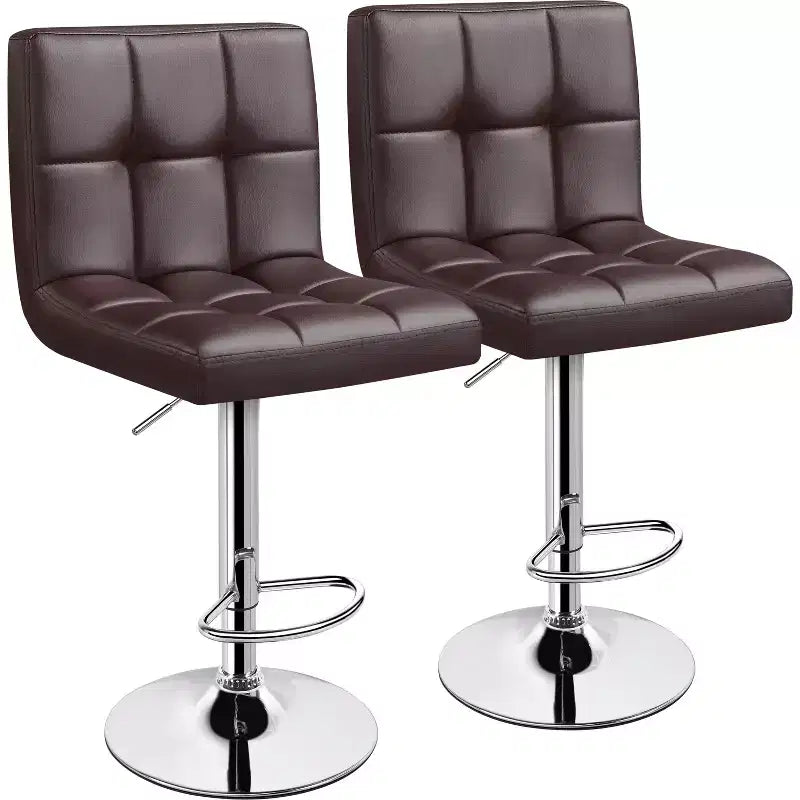 Yaheetech 2 Pezzi Sgabello Girevole Senza Braccioli in Pelle PU Regolabile con Base Più Grande
