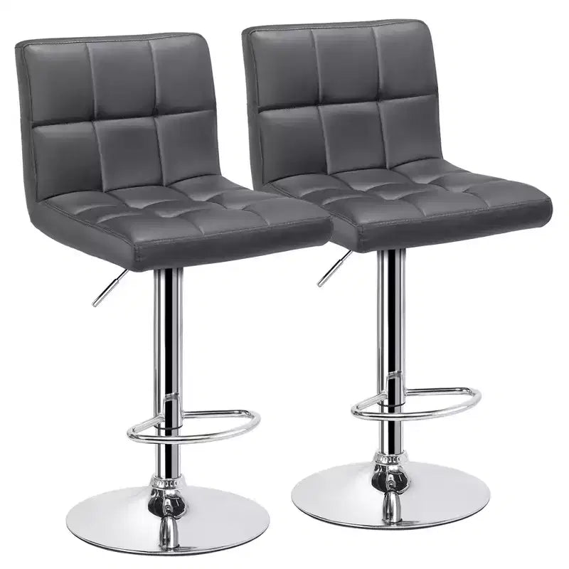 Yaheetech 2 Pezzi Sgabello Girevole Senza Braccioli in Pelle PU Regolabile con Base Più Grande
