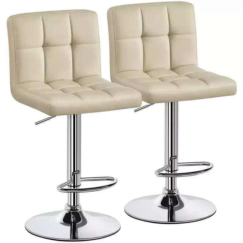 Yaheetech 2 Pezzi Sgabello Girevole Senza Braccioli in Pelle PU Regolabile con Base Più Grande