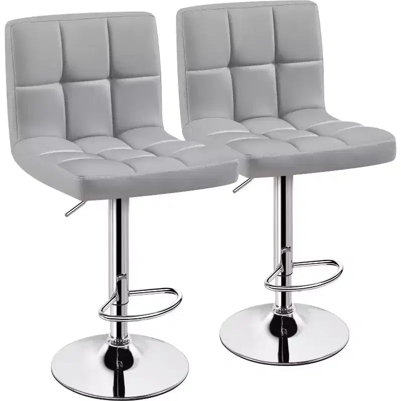 Yaheetech 2 Pezzi Sgabello Girevole Senza Braccioli in Pelle PU Regolabile con Base Più Grande