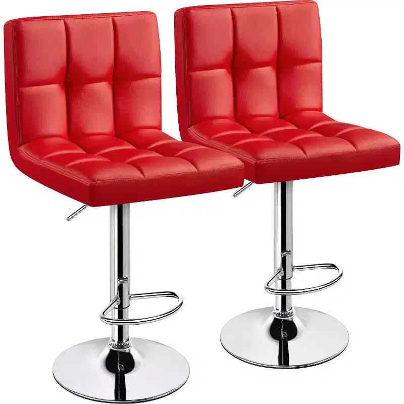 Yaheetech 2 Pezzi Sgabello Girevole Senza Braccioli in Pelle PU Regolabile con Base Più Grande