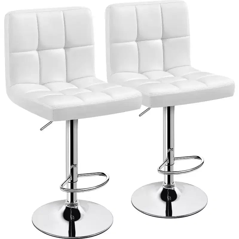 Yaheetech 2 Pezzi Sgabello Girevole Senza Braccioli in Pelle PU Regolabile con Base Più Grande