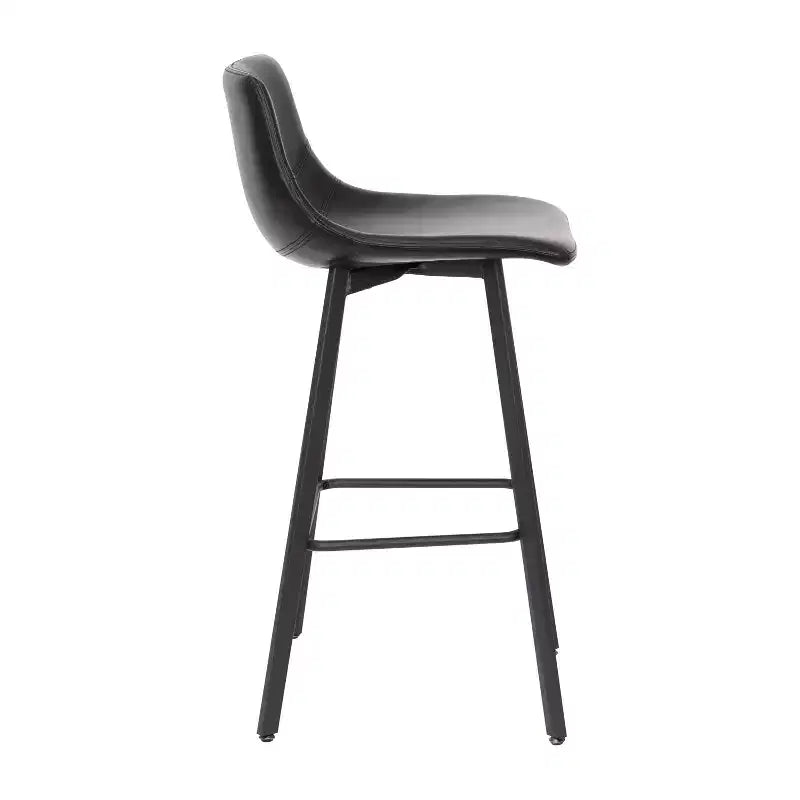 Flash Furniture Caleb Modern Armless 30 Inch Bar Height Commercial Grade Barstools with Footrests and Matte Iron Frames, Set of 2