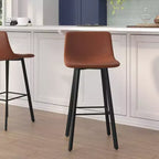 Flash Furniture Caleb Modern Armless 30 Inch Bar Height Commercial Grade Barstools with Footrests and Matte Iron Frames, Set of 2