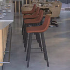 Flash Furniture Caleb Modern Armless 30 Inch Bar Height Commercial Grade Barstools with Footrests and Matte Iron Frames, Set of 2