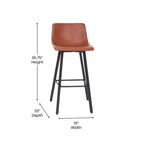 Flash Furniture Caleb Modern Armless 30 Inch Bar Height Commercial Grade Barstools with Footrests and Matte Iron Frames, Set of 2