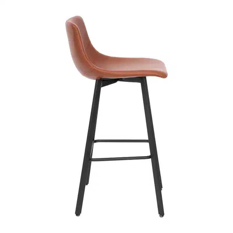 Flash Furniture Caleb Modern Armless 30 Inch Bar Height Commercial Grade Barstools with Footrests and Matte Iron Frames, Set of 2