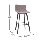 Flash Furniture Caleb Modern Armless 30 Inch Bar Height Commercial Grade Barstools with Footrests and Matte Iron Frames, Set of 2