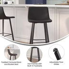 Flash Furniture Caleb Modern Armless 30 Inch Bar Height Commercial Grade Barstools with Footrests and Matte Iron Frames, Set of 2