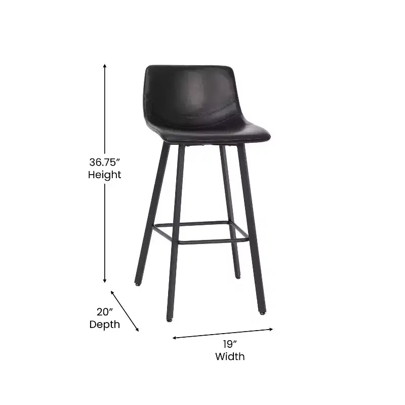 Flash Furniture Caleb Modern Armless 30 Inch Bar Height Commercial Grade Barstools with Footrests and Matte Iron Frames, Set of 2