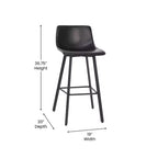 Flash Furniture Caleb Modern Armless 30 Inch Bar Height Commercial Grade Barstools with Footrests and Matte Iron Frames, Set of 2