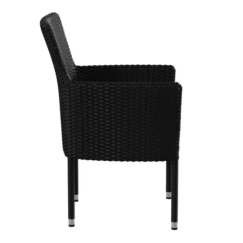 Set di 2 sedie da patio moderne in vimini Emma e Oliver con cuscini rimovibili per uso interno ed esterno