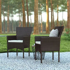 Set di 2 sedie da patio moderne in vimini Emma e Oliver con cuscini rimovibili per uso interno ed esterno