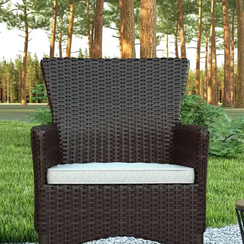 Set di 2 sedie da patio moderne in vimini Emma e Oliver con cuscini rimovibili per uso interno ed esterno