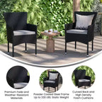 Set di 2 sedie da patio moderne in vimini Emma e Oliver con cuscini rimovibili per uso interno ed esterno
