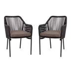 Emma and Oliver Woven All-Weather Outdoor Two-Piece Club Chair Set with Coordinating Cushions for Porch, Backyard and Patio