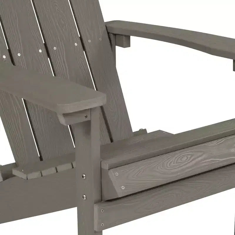Emma and Oliver 2 Pack Outdoor All-Weather Poly Resin Wood Adirondack Chairs