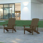 Emma and Oliver 2 Pack Outdoor All-Weather Poly Resin Wood Adirondack Chairs
