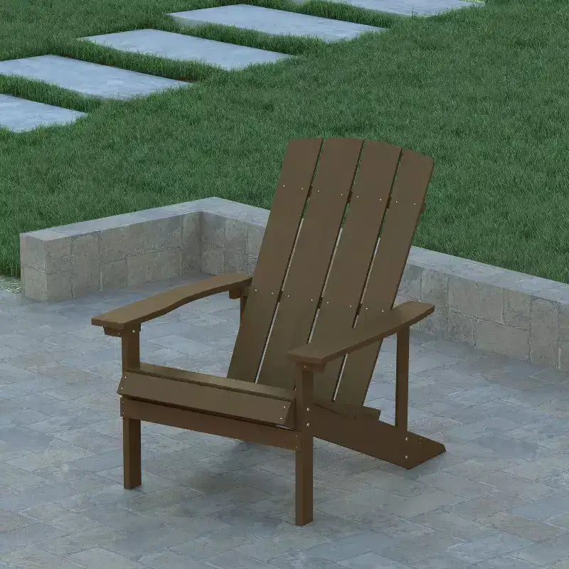 Emma and Oliver 2 Pack Outdoor All-Weather Poly Resin Wood Adirondack Chairs