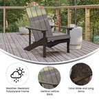 Emma and Oliver 2 Pack Outdoor All-Weather Poly Resin Wood Adirondack Chairs