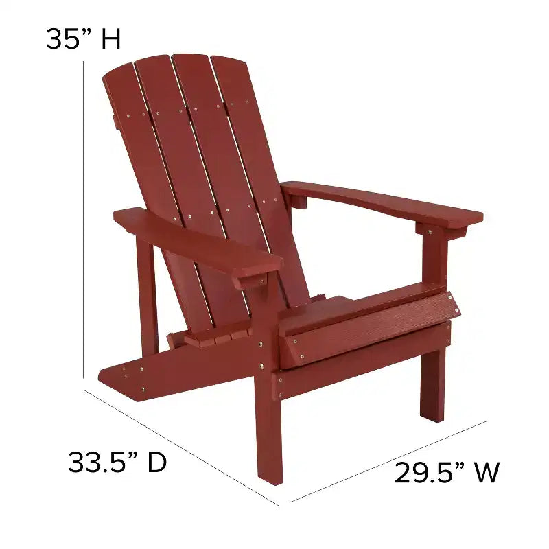 Emma and Oliver 2 Pack Outdoor All-Weather Poly Resin Wood Adirondack Chairs