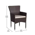 Emma and Oliver Set of 4 Modern Wicker Patio Chairs with Removable Cushions for Indoor and Outdoor Use