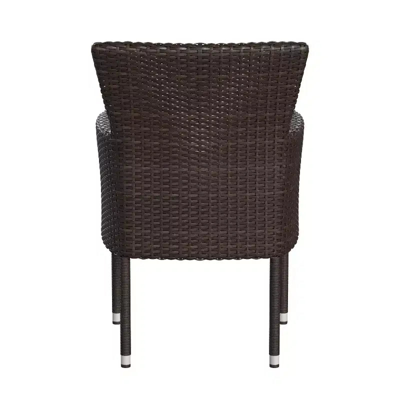 Emma and Oliver Set of 4 Modern Wicker Patio Chairs with Removable Cushions for Indoor and Outdoor Use