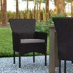 Emma and Oliver Set of 4 Modern Wicker Patio Chairs with Removable Cushions for Indoor and Outdoor Use