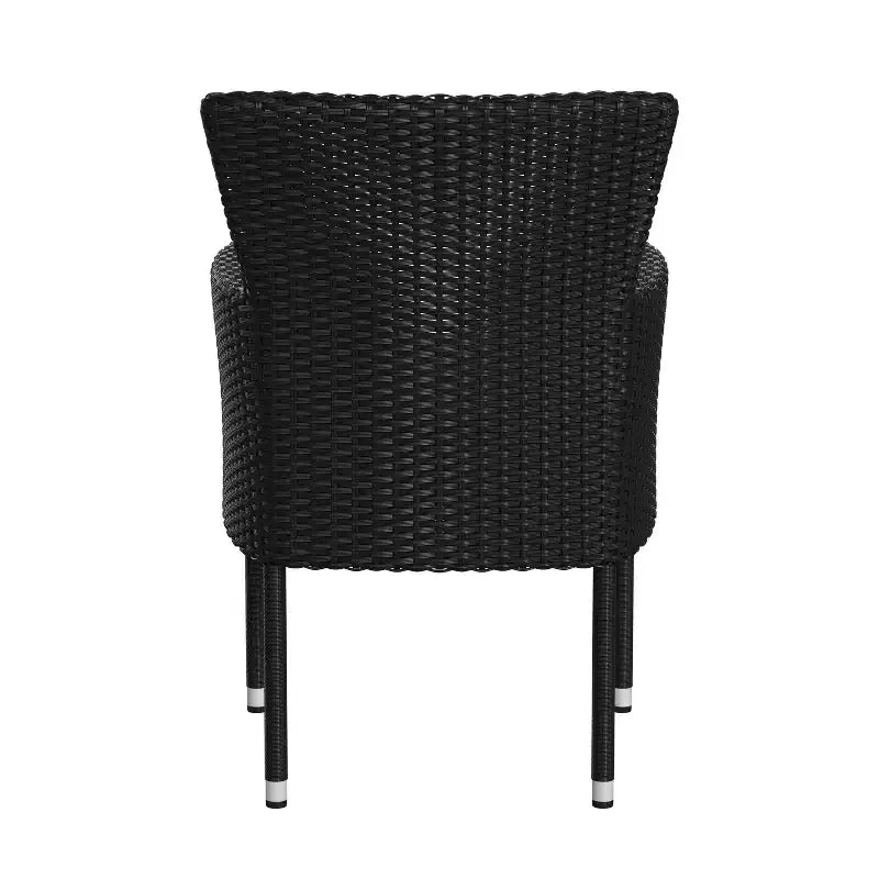 Emma and Oliver Set of 4 Modern Wicker Patio Chairs with Removable Cushions for Indoor and Outdoor Use