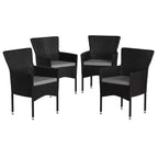 Emma and Oliver Set of 4 Modern Wicker Patio Chairs with Removable Cushions for Indoor and Outdoor Use