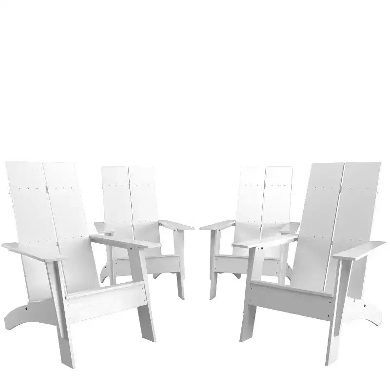 Set di 4 sedie moderne stile Adirondack Emma and Oliver con doppia doga per interni/esterni