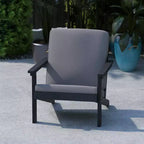 Flash Furniture Charlestown Sedia da Patio Stile Adirondack Profonda con Cuscini in Poliresina e Legno Resistente alle Intemperie