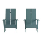 Emma and Oliver Set of 2 Modern Dual Slat Back Indoor/Outdoor Adirondack Style Chairs