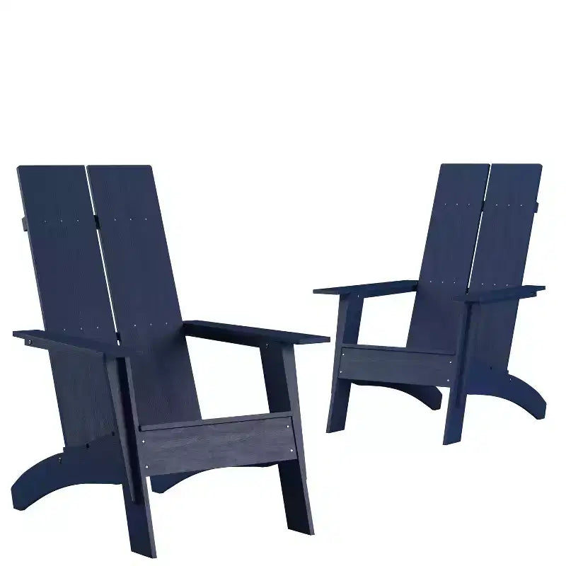 Set di 2 sedie stile Adirondack moderne per interni/esterni con schienale a doppia stecca Emma and Oliver