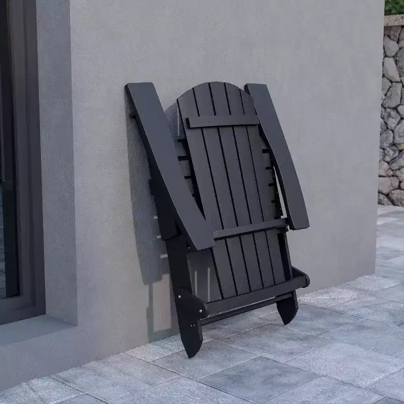 Emma and Oliver All-Weather Poly Resin Folding Adirondack Chair - Patio Chair